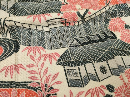 平和屋着物●名門　藤娘きぬたや・総絞り　振袖　風景花文　正絹　逸品　AAAY9007ck