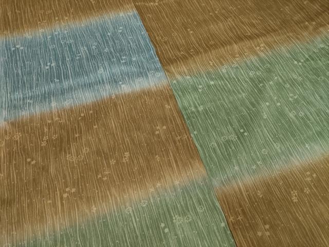 平和屋着物●本場染大島紬 訪問着 横段市松花文 千鳥 暈し染め 正絹 逸品 AAAY9008ck