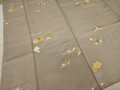 平和屋着物●創業460年・千總　小紋　友禅　梅　笹　金彩　正絹　逸品　未使用　AAAY9015ck