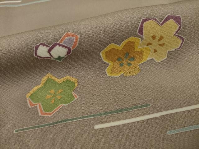 平和屋着物●創業460年・千總　小紋　友禅　梅　笹　金彩　正絹　逸品　未使用　AAAY9015ck