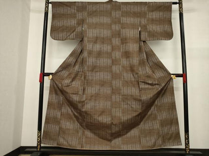 平和屋着物●上質な紬　変わり格子　正絹　逸品　未使用　AAAY9018ck