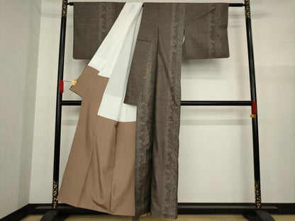 平和屋着物●本場大島紬 カタス9マルキ 草花間道 正絹 逸品 AAAY9023ck