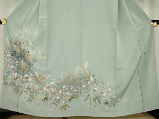 平和屋着物●訪問着　友禅　作家物　松竹梅　正絹　逸品　AAAY9034ck