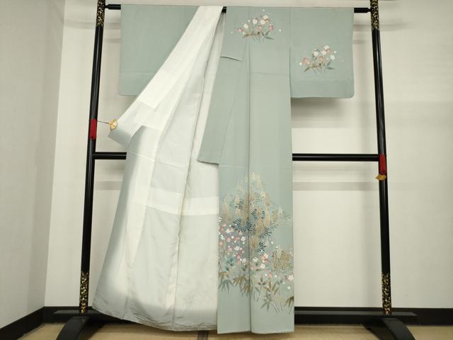 平和屋着物●訪問着　友禅　作家物　松竹梅　正絹　逸品　AAAY9034ck