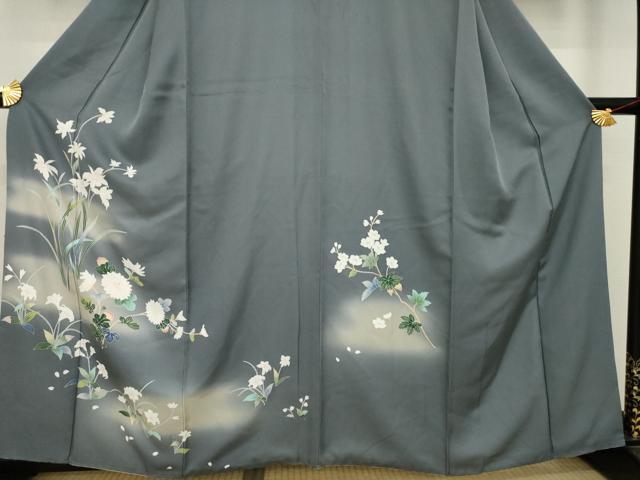 平和屋着物●訪問着　草花文　暈し染め　正絹　逸品　AAAY9036ck