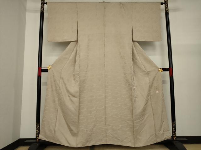 平和屋着物●京友禅 中井淳夫 お召 草花文 白茶色 正絹 逸品 AAAY9039ck