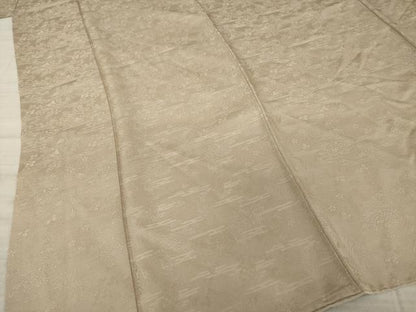 平和屋着物●京友禅 中井淳夫 お召 草花文 白茶色 正絹 逸品 AAAY9039ck
