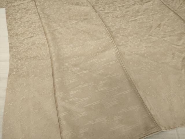 平和屋着物●京友禅 中井淳夫 お召 草花文 白茶色 正絹 逸品 AAAY9039ck