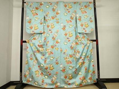 平和屋着物●千切屋　治兵衛　小紋　橘　金彩　反端付き　正絹　逸品　AAAY9049ck