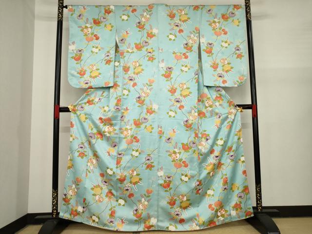 平和屋着物●千切屋　治兵衛　小紋　橘　金彩　反端付き　正絹　逸品　AAAY9049ck