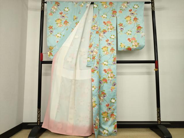 平和屋着物●千切屋　治兵衛　小紋　橘　金彩　反端付き　正絹　逸品　AAAY9049ck