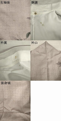 平和屋着物●訪問着 紬地 手描き 枝花文 正絹 逸品 AAAY9050ck