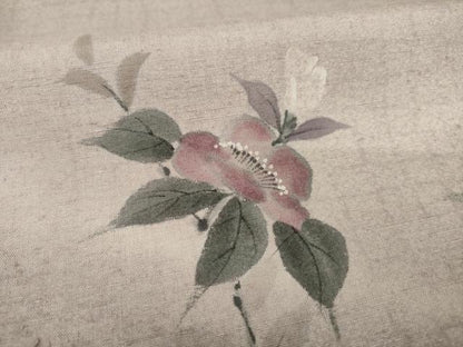 平和屋着物●訪問着 紬地 手描き 枝花文 正絹 逸品 AAAY9050ck