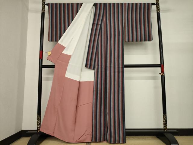 平和屋着物●上質な紬 縞 正絹 逸品 AAAY9051ck