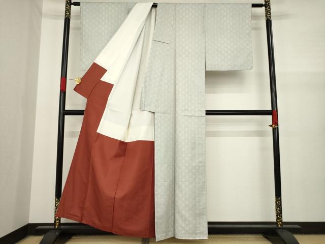 平和屋着物●お召　麻の葉文様　正絹　逸品　AAAY9055ck