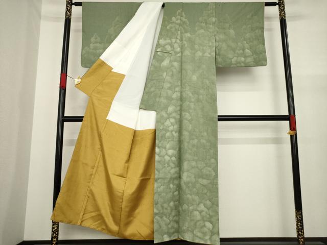 平和屋着物●訪問着　紬地　樹林文　正絹　逸品　AAAY9063ck
