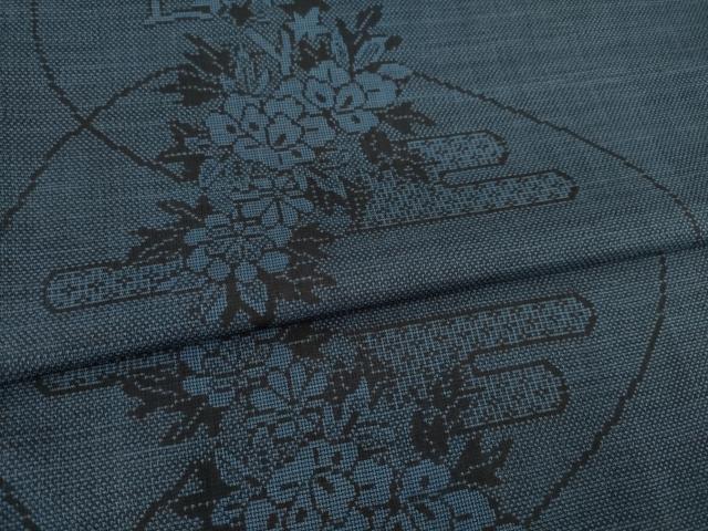平和屋着物●本場大島紬 カタス9マルキ エ霞花文 正絹 逸品 AAAY9070ck