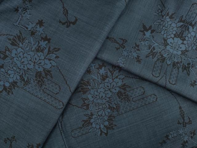 平和屋着物●本場大島紬 カタス9マルキ エ霞花文 正絹 逸品 AAAY9070ck