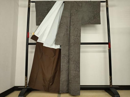 平和屋着物●上質な紬 舞蝶文 正絹 逸品 AAAY9071ck