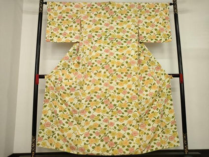 平和屋着物●上質な小紋 枝花文 正絹 逸品 AAAY9076ck