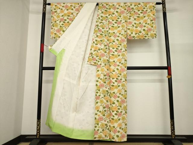 平和屋着物●上質な小紋 枝花文 正絹 逸品 AAAY9076ck