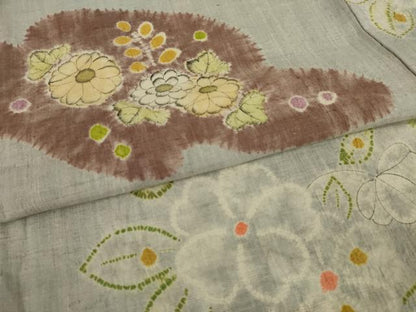 平和屋着物●上質な小紋　紬地　辻ケ花　絞り　舞花文　正絹　逸品　AAAY9077ck
