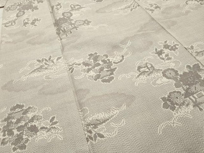 平和屋着物■上質な紬　風景花文　正絹　逸品　AAAY9177cs