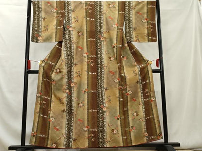 平和屋着物●上質な小紋 鳳凰花文 舞蝶文 暈し染め 金彩 正絹 逸品 AAAY9227cs