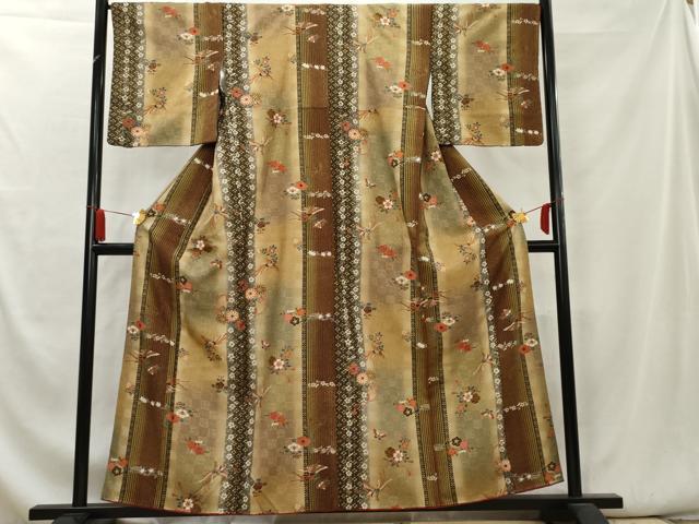 平和屋着物●上質な小紋 鳳凰花文 舞蝶文 暈し染め 金彩 正絹 逸品 AAAY9227cs