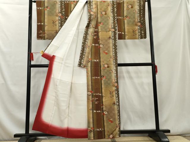 平和屋着物●上質な小紋 鳳凰花文 舞蝶文 暈し染め 金彩 正絹 逸品 AAAY9227cs