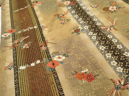 平和屋着物●上質な小紋 鳳凰花文 舞蝶文 暈し染め 金彩 正絹 逸品 AAAY9227cs