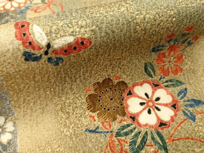 平和屋着物●上質な小紋 鳳凰花文 舞蝶文 暈し染め 金彩 正絹 逸品 AAAY9227cs