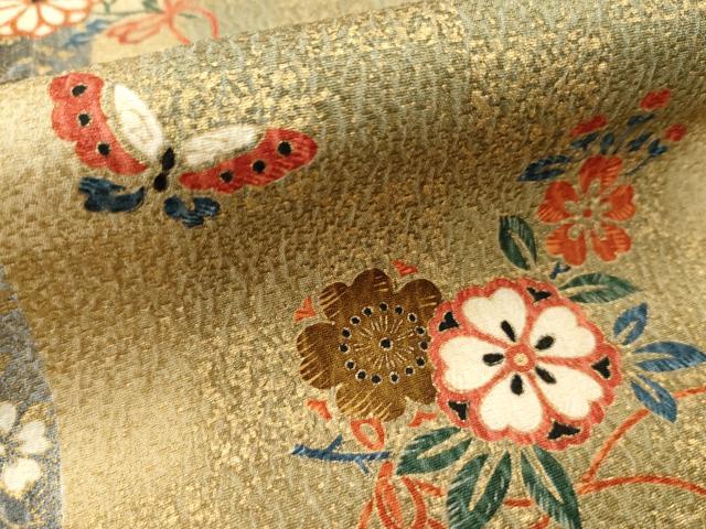 平和屋着物●上質な小紋 鳳凰花文 舞蝶文 暈し染め 金彩 正絹 逸品 AAAY9227cs