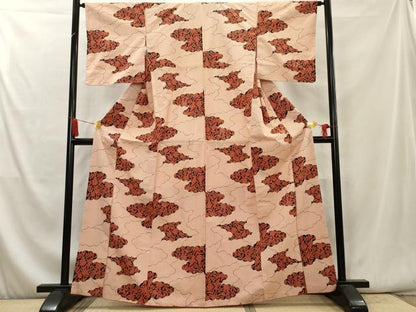 平和屋着物■上質な紬　雲重ね花文　正絹　逸品　AAAY9240cs