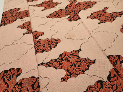 平和屋着物■上質な紬　雲重ね花文　正絹　逸品　AAAY9240cs
