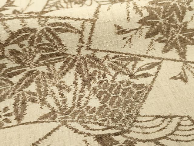 平和屋着物■上質な紬　地紙流水草花文　正絹　逸品　AAAY9272cs