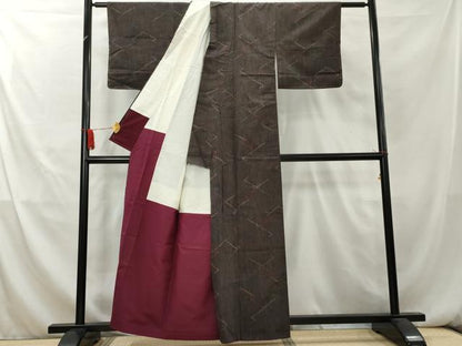 平和屋着物■上質な紬　松皮菱文　正絹　逸品　AAAY9287cs