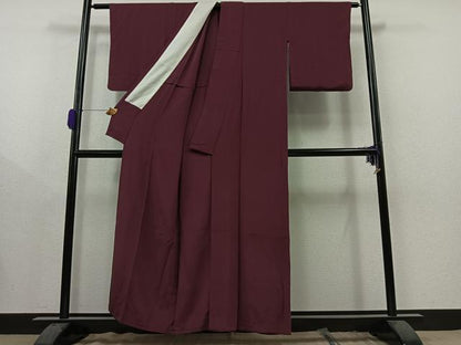 平和屋着物▽上質な色無地 単衣 滅紫色 正絹 逸品 AAAY9401jh