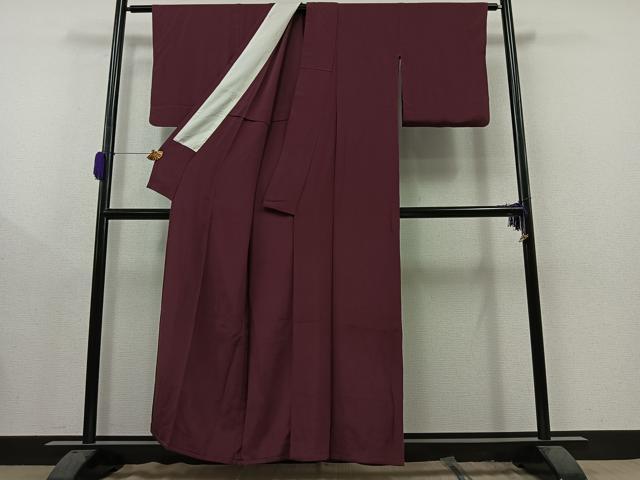 平和屋着物▽上質な色無地 単衣 滅紫色 正絹 逸品 AAAY9401jh