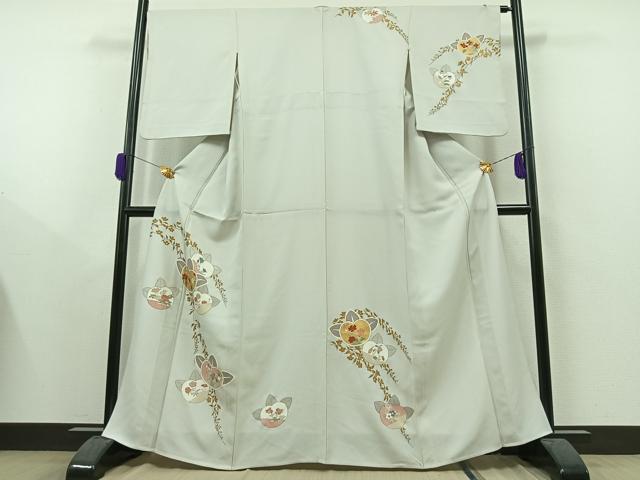 平和屋着物▽訪問着　単衣　駒刺繍　橘文　金糸　金彩　正絹　逸品　AAAY9402jh