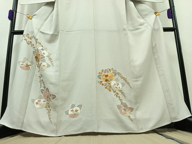 平和屋着物▽訪問着　単衣　駒刺繍　橘文　金糸　金彩　正絹　逸品　AAAY9402jh