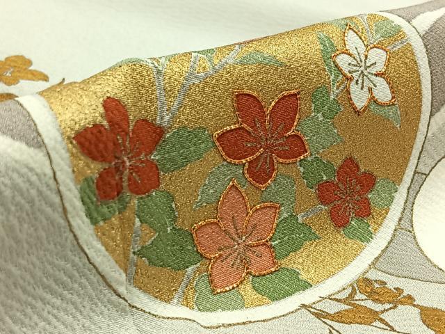平和屋着物▽訪問着　単衣　駒刺繍　橘文　金糸　金彩　正絹　逸品　AAAY9402jh