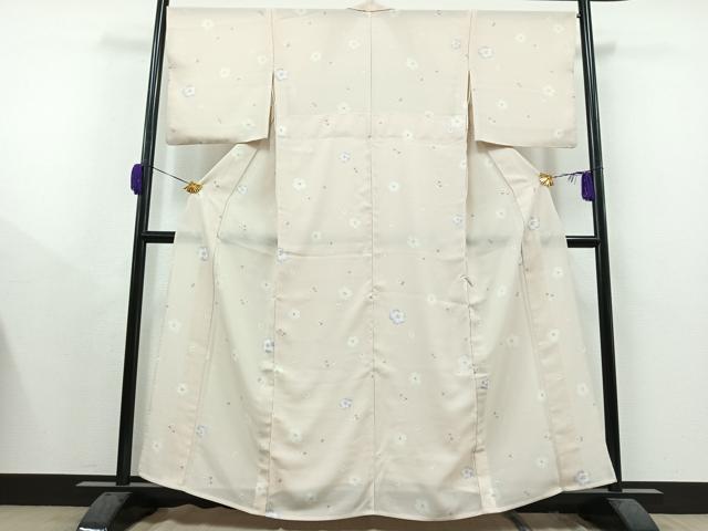 平和屋着物▽小紋　単衣　舞花文　洗える着物　AAAY9403jh