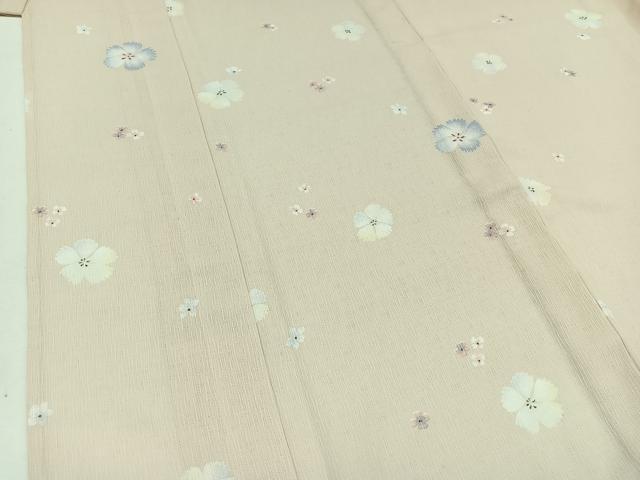 平和屋着物▽小紋　単衣　舞花文　洗える着物　AAAY9403jh