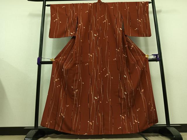 平和屋着物▽小紋　単衣　舞桜文　洗える着物　AAAY9404jh