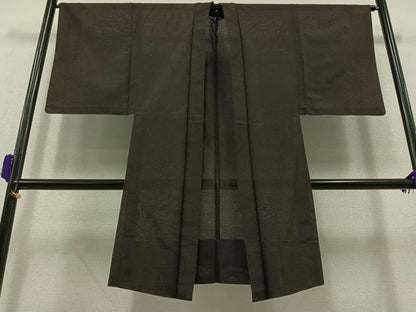 平和屋着物▽男性 長羽織 スリーシーズン 塵除け 紅消鼠色 正絹 逸品 AAAY9406jh