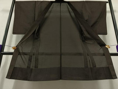 平和屋着物▽男性 長羽織 スリーシーズン 塵除け 紅消鼠色 正絹 逸品 AAAY9406jh
