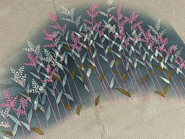 平和屋着物▽訪問着　単衣　草花文　暈し染め　小田急百貨店扱い　正絹　逸品　AAAY9409jh