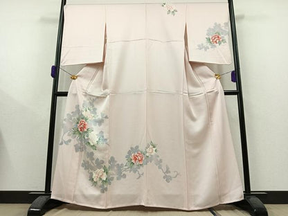 平和屋着物▽訪問着　単衣　草花文　暈し染め　正絹　逸品　AAAY9415jh