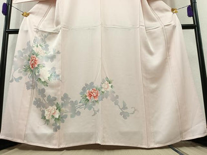 平和屋着物▽訪問着　単衣　草花文　暈し染め　正絹　逸品　AAAY9415jh